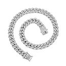 HIPBLING Cuban Link Chain Diamond Miami Cuban Necklace 13mm Silver Iced Out Chain for Men Women 18 inch Necklacs Bling Rapper Hip Hop Jewelry