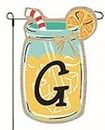 JEC Home Goods Home Garden Flags Monogram Lemonade Mason Jar Burlap Summer Garden Flag 12.5 x 18 (Letter G)