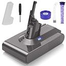 V8 Battery Replacement for Dyson,6000mAh Lithium-ion Battery 21.6V Compatible with SV10 V8 Animal Absolute Motorhead V8 Fluffy Series Cordless Vacuum, 2 Filters Included (Not Fit for V10 SV12)