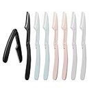 TRUEIN 8PCS Face Razors for Women Dermaplaning Exfoliating Tool, Foldable Eyebrow Razors Shaper, Portable Facial Hair Remover Razor, Safety Face Shaving Blade for Shave Face Peach Fuzz Upperlip