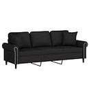 vidaXL 3-Seater Sofa in Black Velvet with Throw Pillows - Comfortable and Stylish Living Room Furniture.