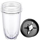 2-piece 16oz Cup and Cross Blade, Blender Replacement Parts Compatible with Magic Bullet 250w Blenders (Model MB1001 Series)
