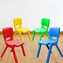RUDRAMS Big Kids Chair for 4 to 10 Years || Strong Plastic Chair for Kids || Nursery School Kids Chair || Chairs for Kids Sustain Upto 150 kg (4, Red/Blue/Green/Yellow)