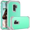 Phone Case for Samsung Galaxy S9 Plus Hard Cover Shockproof Soft Silicone Bumper Hybrid Three Layer Heavy Duty PC Protective Cell Accessories Glaxay S9+ 9S 9+ S 9 9plus S9plus Cases Women Girl Green