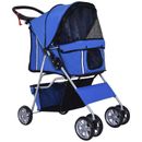 PawHut Pet Stroller Carrier Foldable Deluxe Jogger Walk Travel Dog Cat Blue