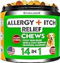 Dog Allergy Relief Chews - Dog Itch Relief - Omega 3 Fish Oil + Probiotics - Itchy Skin Relief - Seasonal Allergies - Anti Itch Support & Hot Spots - Immune Supplement for Dogs