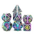Dnd Dice Set Gear Metal D&D Dice, 7 PCs DND Dice, Polyhedral Dice Set, For Role Playing Game (Color : Black Colorful)