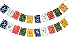 PANCIKAA Tibetan Prayer Flag for Car With Pack Of 2| Peace Mantra Leh Ladakh Flag For Car | Home Decoration Wall Hanging Decor Buddha Om Mani Padme Hum (4.5Ft. Multicolor)