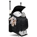 PowerNet Surge Baseball-Softball-Rucksack mit zwei Schlägern und Ausrüstung, belüftetes Schuhfach, 2 gepolsterte Schlägerärmel mit Reißverschluss, Trolley-Tasche für Reisen (Surge-Rucksack, 1 Stück)