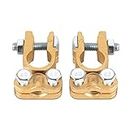 CZC AUTO Battery Terminals Connectors Clamps, Brass Positive & Negative Top Post Battery Terminal Protector Set for Marine Car Boat Camper Truck Vehicle, 1 Pair