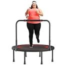 Alpen 40" Foldable Fitness Indoor Exercise Workout Rebounder Trampoline with 4 Level Adjustable Heights Foam Handrail, Max Load 350KG