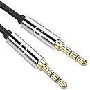 Gritin Aux Cable, 3.5mm for Audio, 4.9ft/1.5m Stereo Nylon Braided Premium Auxiliary Cable for Headphones, iPods, iPhones, iPads, Home/Car Stereos and more