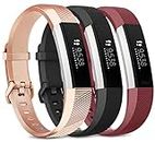 3 Pack Bands Compatible with Fitbit Alta/Alta HR Band, Soft Sport Silicone Adjustable Replacement Wristbands for Women Men (Small, Rose Gold+Black+Wine Red)