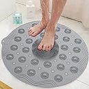 Anugrah Bathroom mat, Shower Stall Mats Foot Scrubber Shower Mats Non Slip Anti Mould 2-in-1 Round Bath Mat & Foot Massager with Drain Holes Suction Cups - Anti-Mould, Antibacterial, Multicolour
