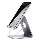 ELV Desktop Cell Phone Tabletop Stand Tablet Stand, Aluminum Stand Holder for Mobile Phone and Tablet (Up to 10.1 inch) - Silver
