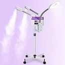 Facial Steamer, Professional 3 in 1 Facial Steamer with 5X Magnifying LED Lamp, Esthetician Steamer with Hot & Cold Mist, Face Steamer On Wheels for Salon Spa Beauty Skin Care