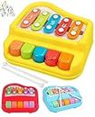 Bestie toys 2 in 1 Baby Piano Xylophone Toy for Toddlers 1-3 Years Old Keyboard Xylophone Piano, Preschool Educational Musical Learning Instruments Toy for Baby Kids Girls Boys (Battery Not Required)