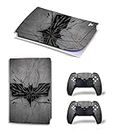 ELTON PS5 Skin Protective Wrap Cover Vinyl Sticker Decals for PlayStation 5 Disk Version Console and Two Dual Sense 5 Sticker Skins Black PS5 Skin Console and Controller design146 [video game](batman logo)