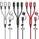 Multi Charging Cable 3Pack, 6ft Multi Phone Charger Cable Braided Universal 3 in 2 Multiple Phone Charger Cable Universal USB A/C to Lightning/Type C/Micro USB Port for Cell Phones (Gray,Black,Red)