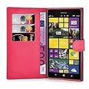 Cadorabo Étui de Protection à Rabat pour Nokia Lumia 1520 avec Compartiment pour Cartes et Fonction Support Rouge Carmin