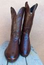 CODE WEST Mens Cowboy Western Boots Rich Mahogany Brown Leather Riding Size 9.5M
