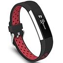 KINOEHOO Bracelet de montres Compatible avec Fitbit Alta HR Bracelets de remplacement en Silicone.(Noir-rouge)