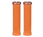 Funn Hilt Mountain Bike Handlebar Grips with Single Lock On Clamp, Lightweight and Ergonomic Bicycle Handlebar Grips with 22 mm Inner Diameter, Unique Patterned Bicycle Grips for MTB/BMX (Orange)