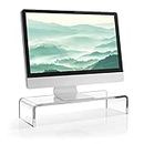 Elavain Heavy Duty Clear Acrylic Monitor Stand Riser | Great Monitor Riser, Computer Stand, PC Monitor & Printer Stand | Desktop Organizer, Laptop Desk Accessories & Workspace Organizers/Length 21 in