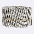 LiGuVCY Stainless Steel Siding Nails - 1-1/4x0.09 Ring Shank 15 Degree Coils, 1200 Count Small Cap Coil Roofing Ring Shank Siding Nails for Cedar Siding and Fencing, Etc