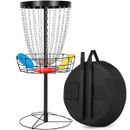Heavy Duty Portable 24 Chain Disc Golf Basket w/ 3 Discs Catcher Practice Target