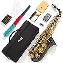 Mendini By Cecilio Eb Alto Saxophone - Case, Tuner, Mouthpiece, 10 Reeds, Pocketbook- MAS-BK r E Flat Musical Instruments