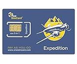 OneSimCard Expedition International 3-in-one Travel SIM Card for use in 200+ Countries with US $5 Credit - Data from $0.02 per MB. Compatible with All Unlocked GSM Device & Phones