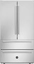 Bertazzoni 36 Inch Freestanding 4-Door French Door Refrigerator with 22.5 Cu. Ft. Total Capacity, Dual Air-Cooling Flow, Dual Humidity-Controlled Crispers, Gallon Door Bins, Ice Maker, and ENERGY STAR