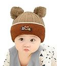 Krystle Kids Winter caps Unisex Beanie Scarf Set fit for 2-10 Years Old Toddler Kids Winter Caps for Kids Boy's and Girl's Free Size (Brown)
