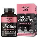 Zingavita Multivitamin for Women 50 Plus Age - 120 Tablets | With 26 Vitamins, Minerals & Herbal Extracts for Heart, Joints, Skin, Vision & Cognitive Support | 1 Veg Tablet Daily