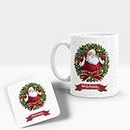 Gift Arcadia Merry Christmas Printed Coffee Mug with Coaster | Best Gift for Friend, Family, Co-Worker 330ml, (COM005) (White)