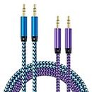2pack/10 Feet Aux Cord, 3.5mm Audio Cable Ox Chord Male to Male Headphone Cord Auxiliary Stereo Jack Cables for Car, Eco Dot, Bose Speaker, iPad, I Pod, Smartphones Beats Auxiliar De Audio Wire