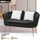 52" Black Velvet Tufted Upholstered Sofa Couch Home Accent Love Seat w/2 Pillows