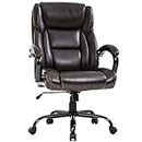 BestMassage Big and Tall Office Chair 500Lbs Wide Seat Ergonomic Desk Chair Task High Back Executive Chair Rolling Swivel Pu Computer Chair with Lumbar Adjustable Chair for Heavy People, Brow