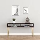 Redwud Huxley Console Tables Sofa Table Side Table Hallway Enteryway Living Room Wood Top & Metal Frame (Wenge/Golden) D.I.Y