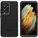 OtterBox Defender Series Rugged Case for Galaxy S21 Ultra 5G (ONLY) Case Only - Non-Retail Packaging - Black - with Microbial Defense