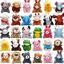 32 Pack Cute Small Stuffed Animal Keychain Set for Party Favors, Goodie Bag Fillers, Carnival Prizes Box for Kids, Mini Plush Toy Assortment for Classroom Rewards