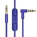 Purple Replacement Inline Mic Remote Extension Audio Cable Cord for Beats by Dr Dre Solo Solo HD Solo 2 Studio Wireless Pro Detox Mixr Executive Pill Headphones