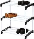 Multipurpose Portable Shoe Rack for Home Storage, Easy to Move & Assemble (PVC and Plastic Rack) (Black-3 Shelves)