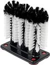 MEETOZ Glass Washer Brush Cleaner Bristle Brush with 3 Brushe heads & Suction Base for Beer Cup, Long Leg Cup, Red Wine Glass and Bar Kitchen Sink Home Tools