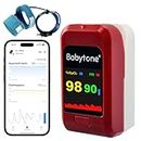 Babytone Pulsoximeter für Baby und Erwachsene, Blutsauerstoffmessgerät finger für Kinder, Oximeter mit Alarm für O2 sauerstoffsättigung und Herzfrequenz, kostenlose APP und Berichte