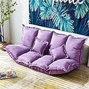 Tatami Lazy Lounge Couch,Double Folding Sofa Bed, Floor Lazy Sofa Bed,Multi-Position Adjustable Lounger Sleeper Seat Chair with 2 Pillows, Home Office Living Room Bedroom,Light Purple