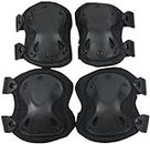 UDee Outdoor Sports Tactical Combat Knee & Elbow Protective Pads Cycling/Bike/Skate Knee and Elbow pad Set (Black)