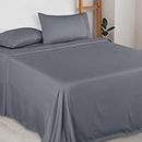 Utopia Bedding Queen Sheet Set - Brushed Microfiber - Soft Bed Sheets for Queen Size Bed Set - Luxury Bedding Sheets with Fitted Sheet, Flat Sheet & 2 Pillow Cases - Deep Pocket (Grey)