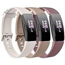 3 Pack Bands Compatible with Fitbit Inspire 2 & Fitbit Inspire HR & Fitbit Inspire & Fitbit Ace 2 Fitness Tracker for Women Men, Sport Silicone Replacement Straps for Fitbit Inspire 2 Bands (Starlight/Milk Tea/Smoke Violet,Small)